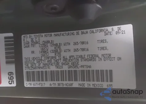 2022 Toyota Tacoma Trd Off Road from USA, damaged, VIN 3TMCZ5AN7NM453191